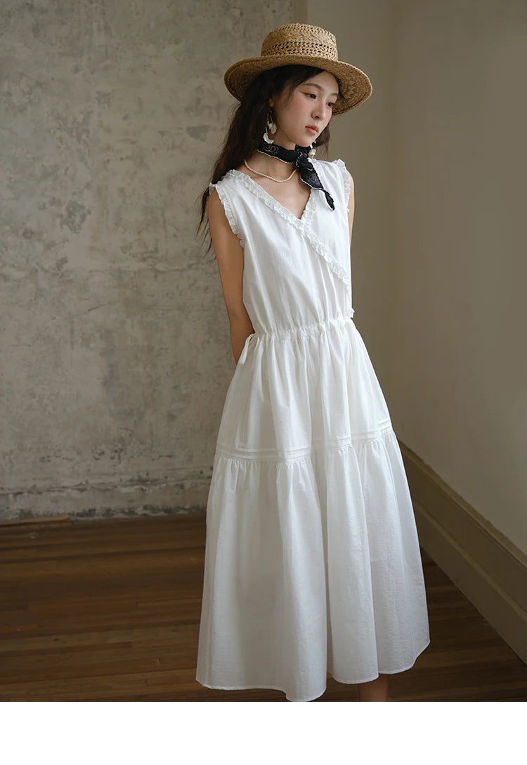 Mishow V-Neck Lace Drawstring Waist Dress MXE37L2331