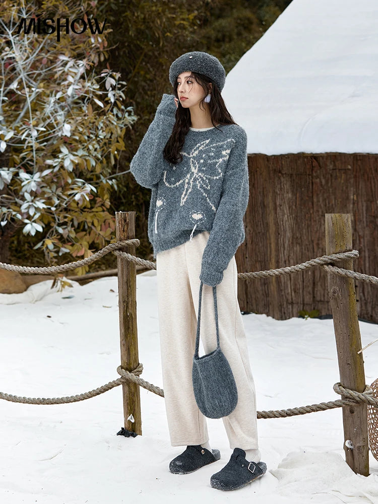 Mishow Butterfly Color Clash Wool Pullover MXD57Z1016