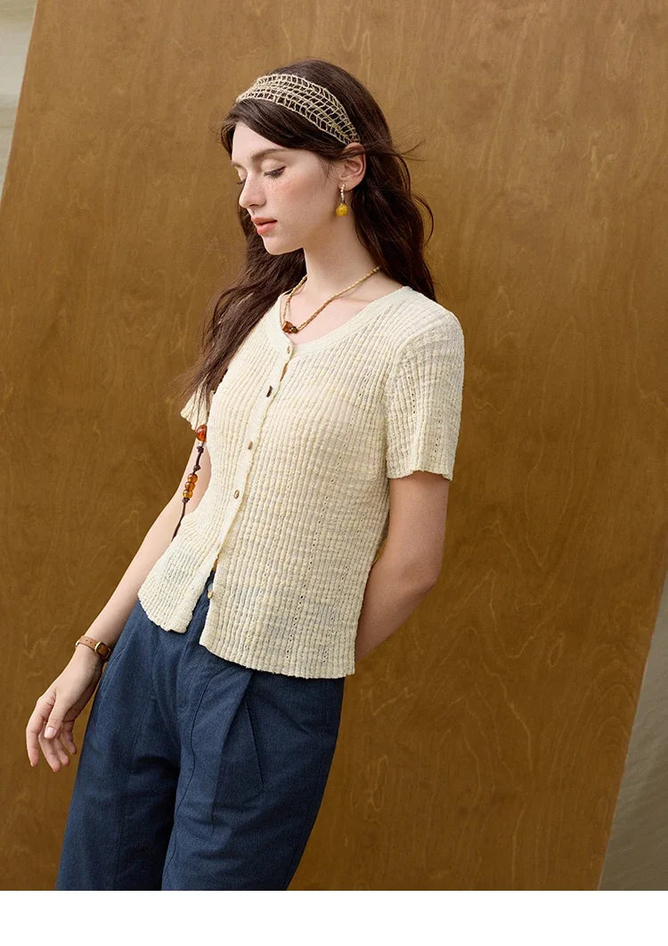 Mishow Solid Knit Round Neck Office Tee MXE31Z1229