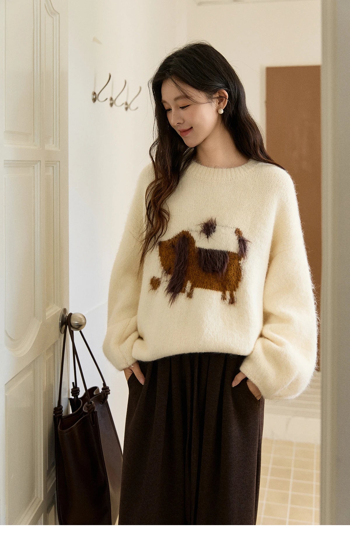 Mishow Dog Pattern Jacquard Crew Neck Sweater MXE94Z2988