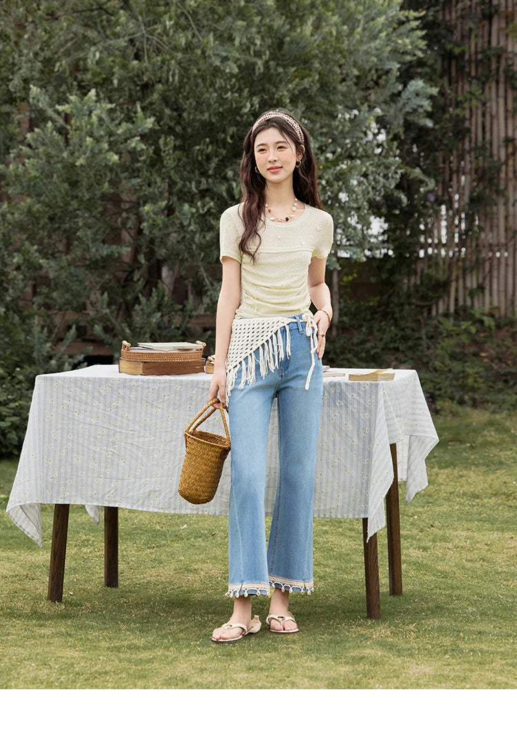 Mishow Solid Knit Fold Detail Office Tee MXE32Z1232
