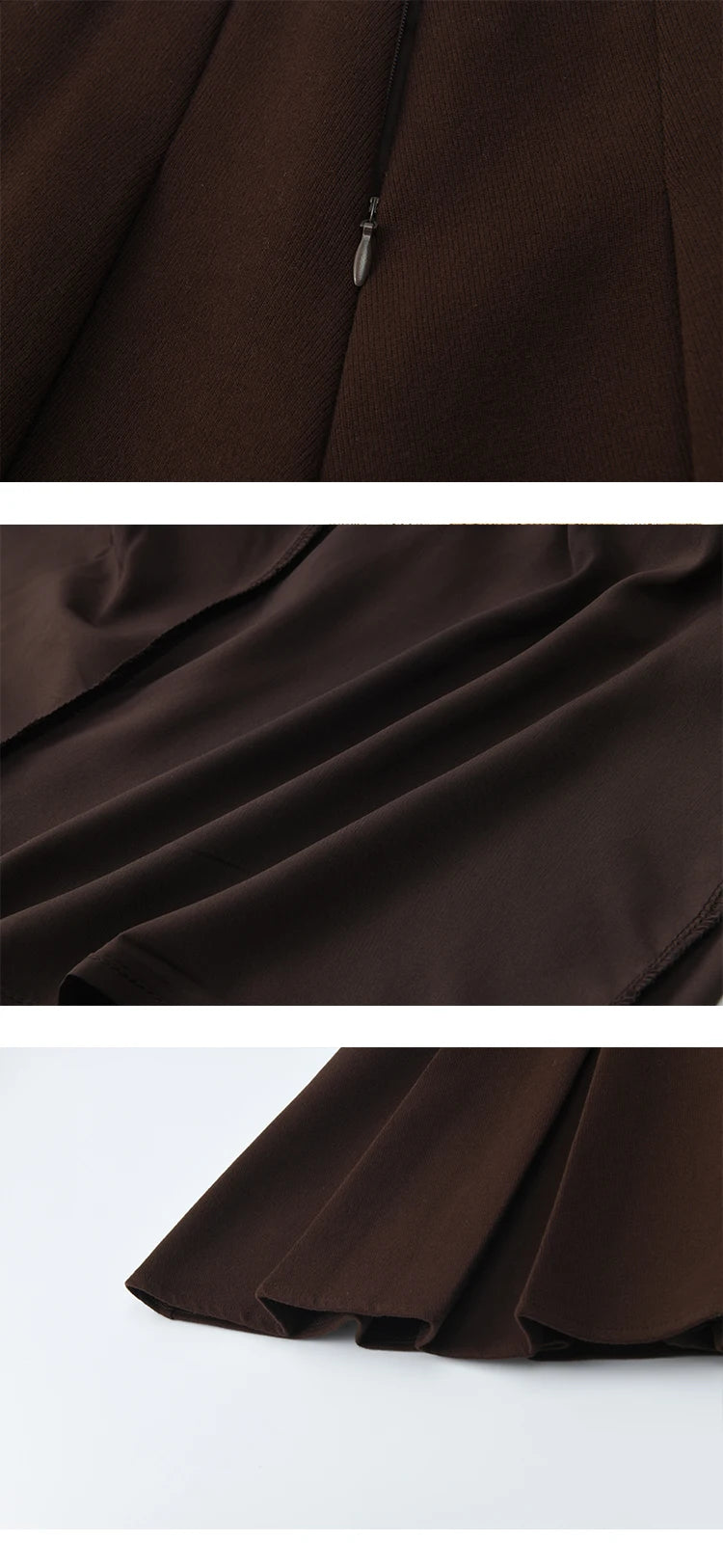 Mishow Retro Brown V-Neck Sweatshirt & Pleated Skirt Suit MXE47T1415