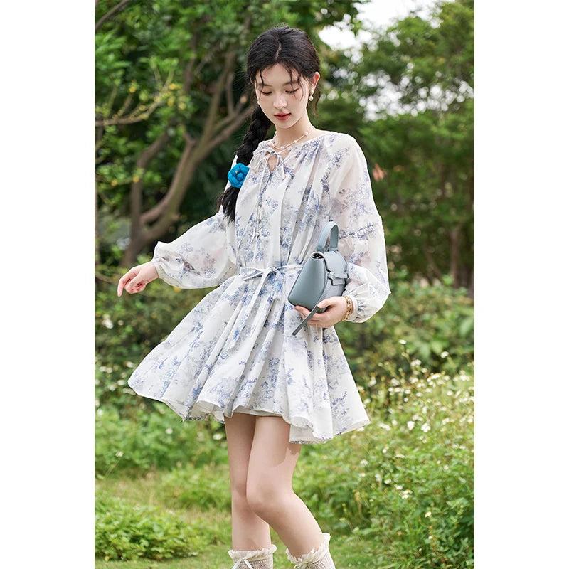 Mishow Fairy Floral Puff Sleeve Chiffon Dress MXD14L1681
