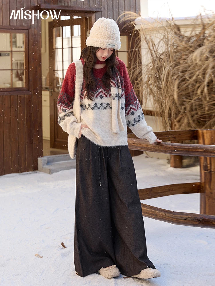 Mishow Christmas Fair Isle Sweater with Scarf MXE51Z2628