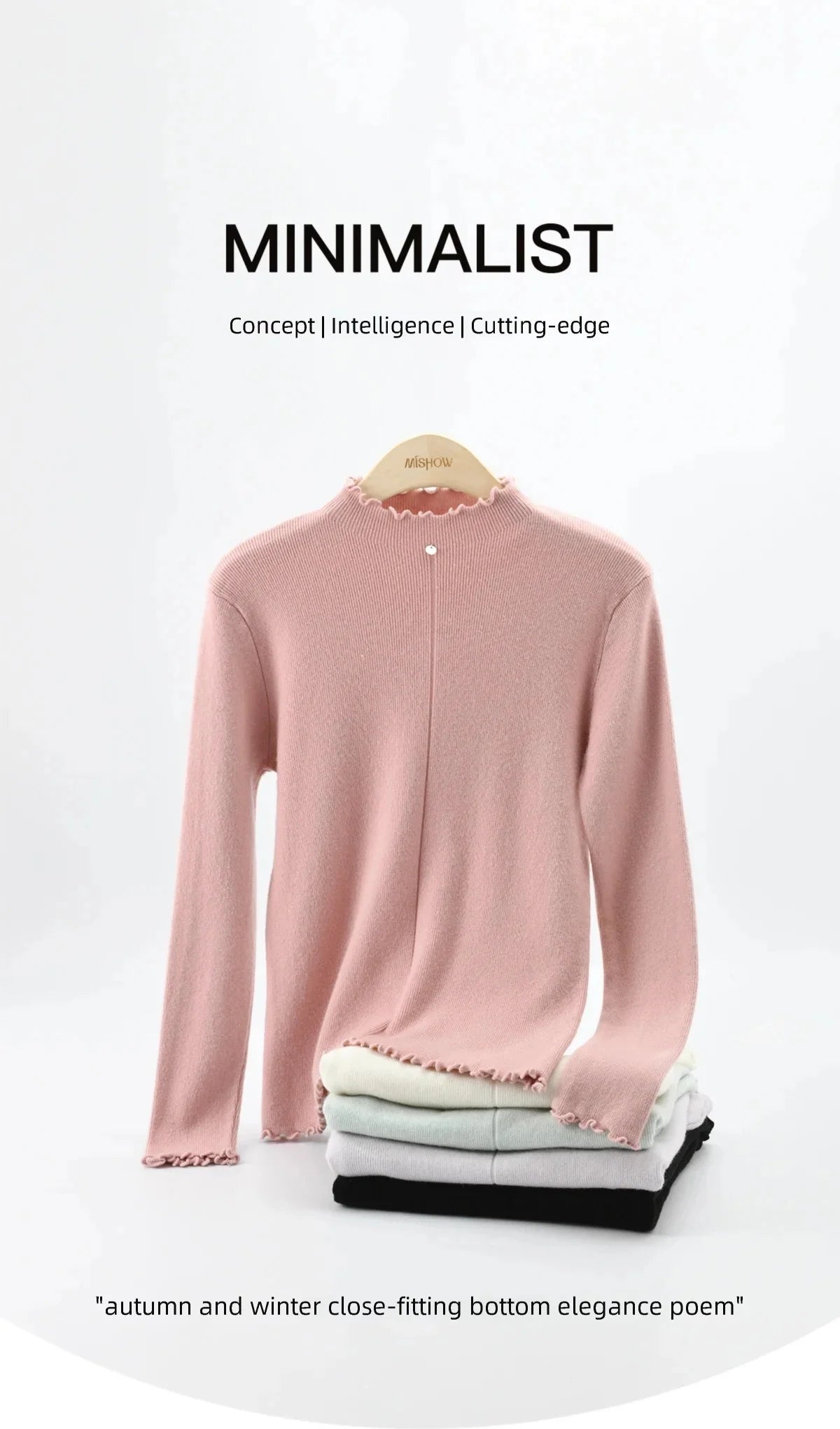 Mishow Ruffled Turtleneck Slim Knit Top MXE91Z2826