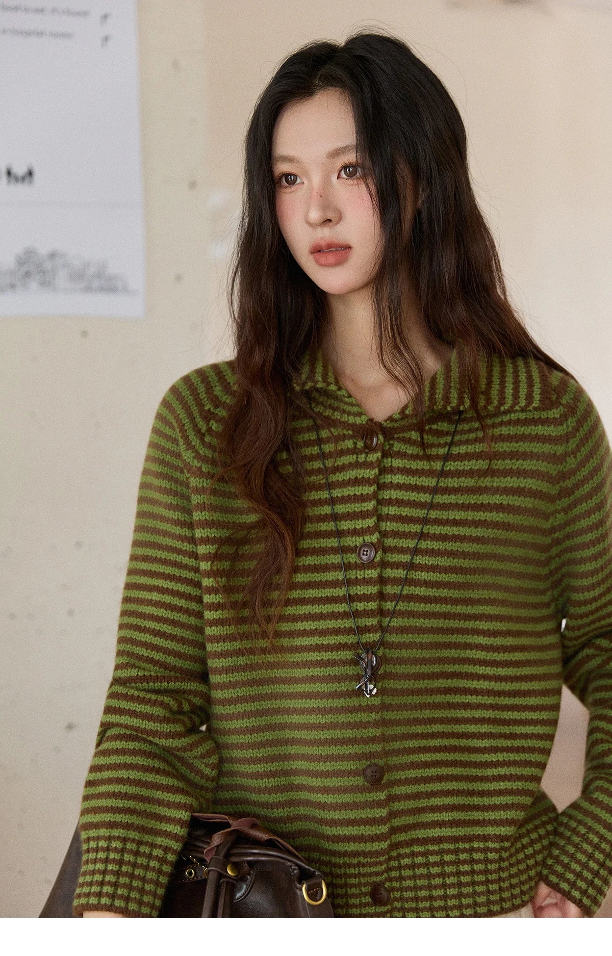 Mishow Striped Stand Collar Raglan Cardigan MXE88Z2690
