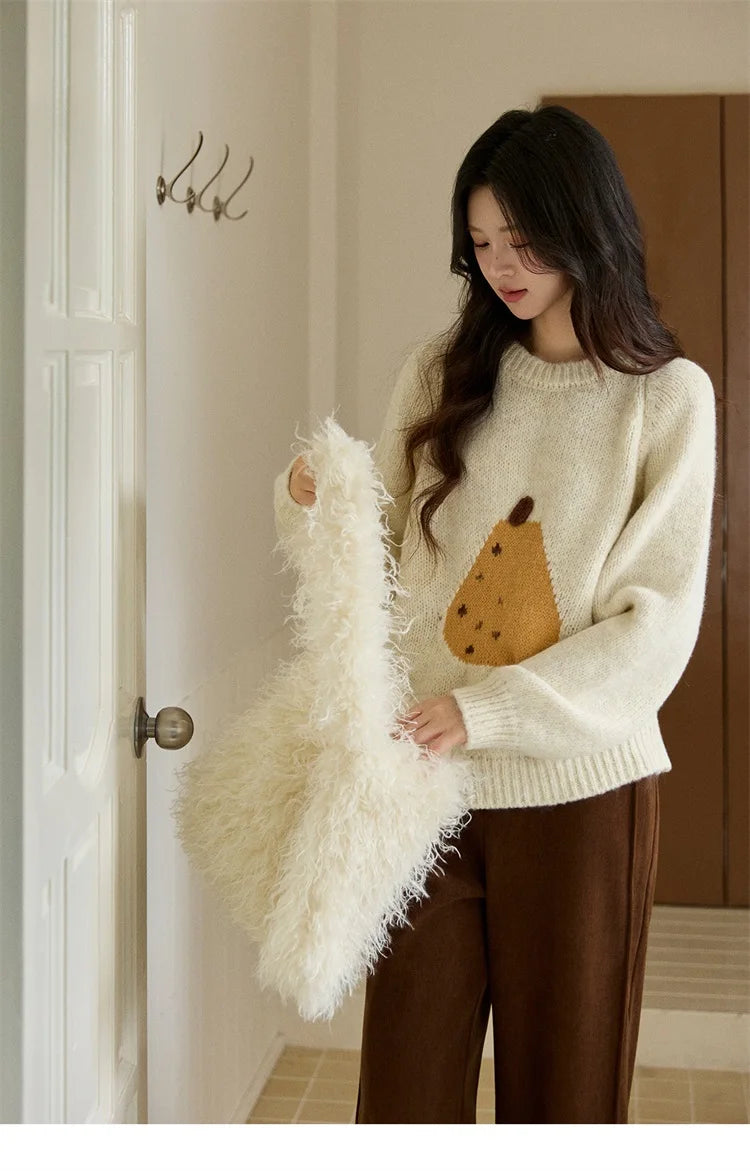 Mishow Pear Pattern Jacquard Crew Neck Pullover MXE94Z2959