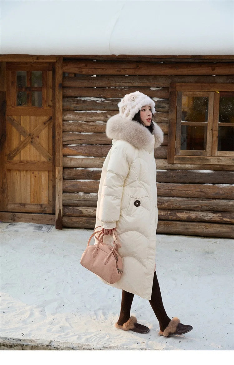 Mishow Fox Fur Collar 90% White Duck Down Jacket MXE51Y0082