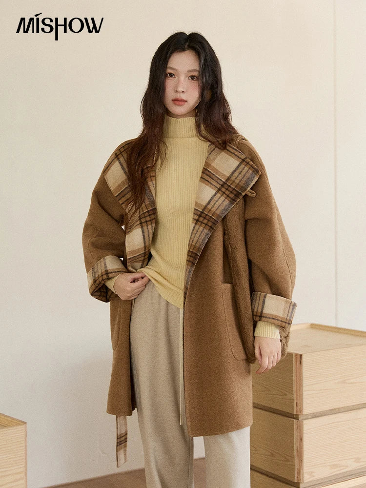 Mishow Plaid Double-Faced Wool Coat MXE89W0898