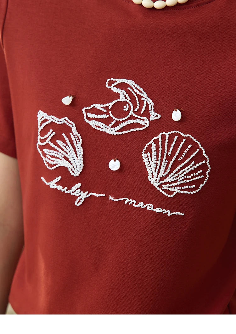 Mishow Shell Embroidered Round Neck Tee MXE34T0570