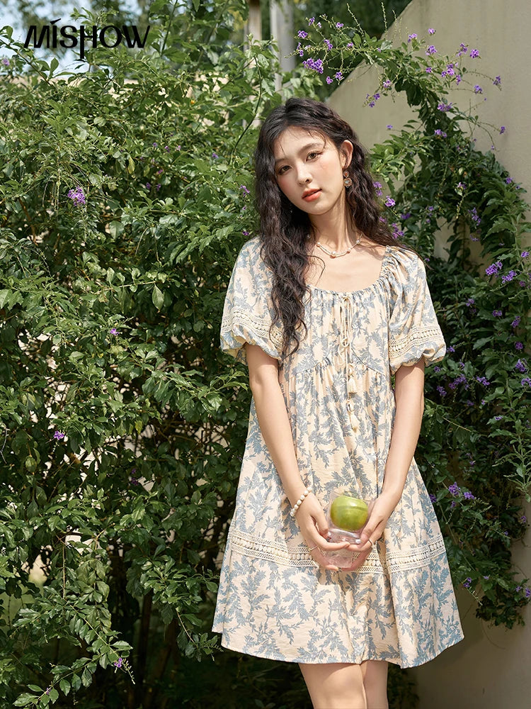 Mishow French Floral U-Neck Lace-Up Doll Dress MXD27L1898