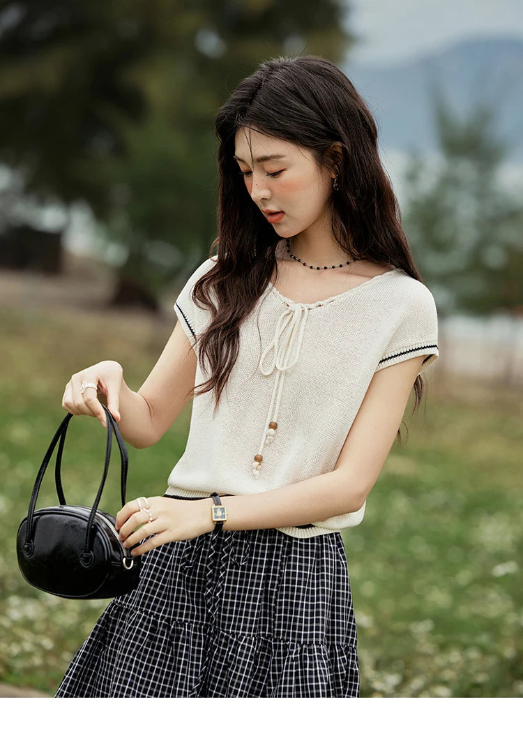 Mishow Office Lady V-Neck Bead Design Pullover MXE33Z1227