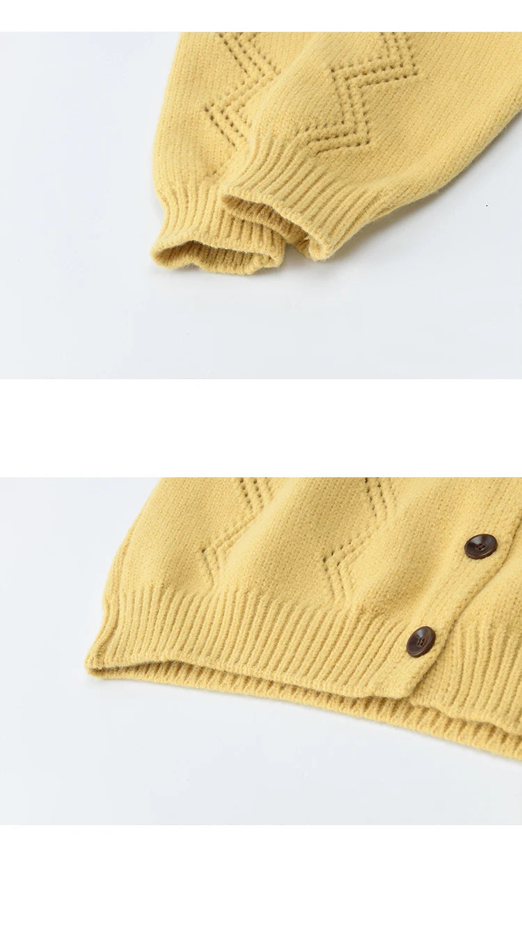 Mishow Yellow Hollow Pattern Lapel Cardigan MXE94Z2961