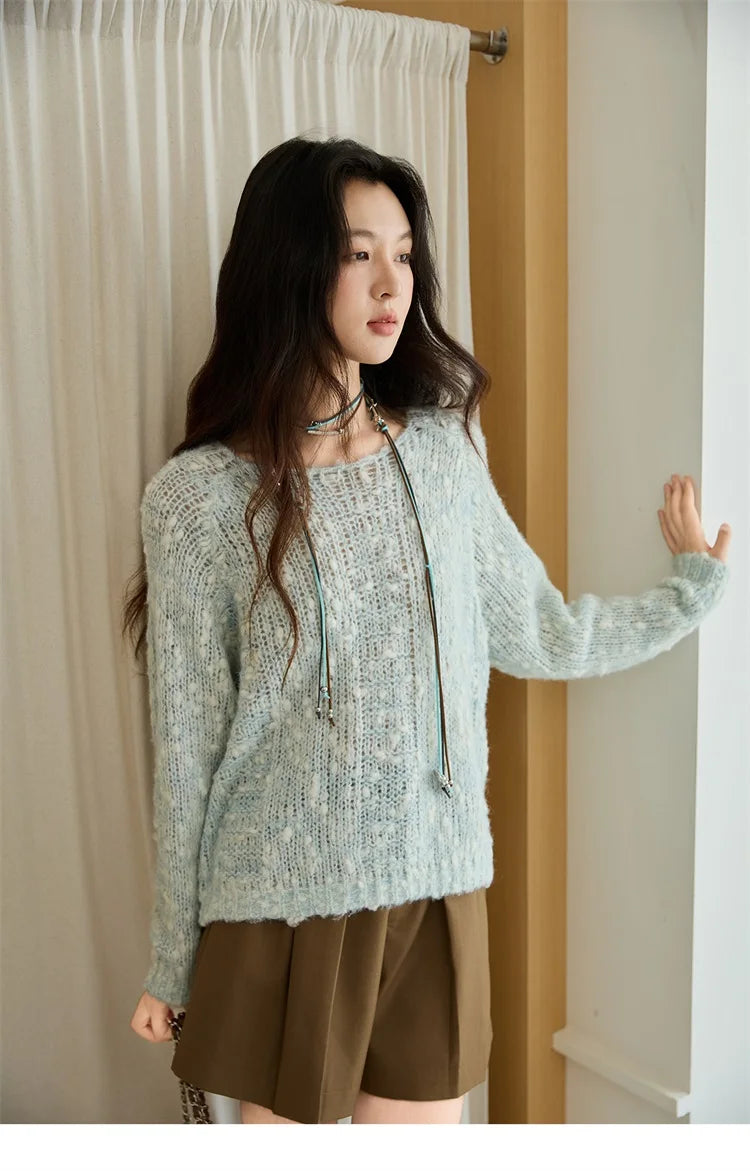 Mishow Scoop Neck Hollow Raglan Sleeve Sweater MXE46Z2565