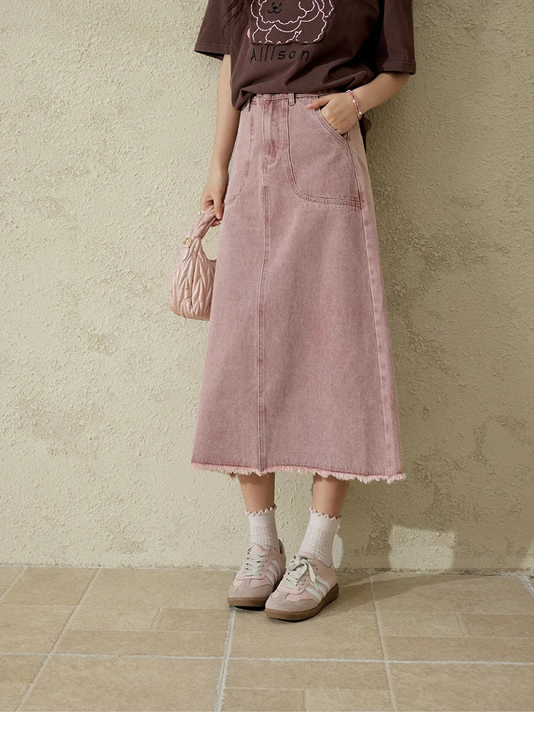 MISHOW High Waist Slim Denim Skirt Straight Pockets MXD44B0506