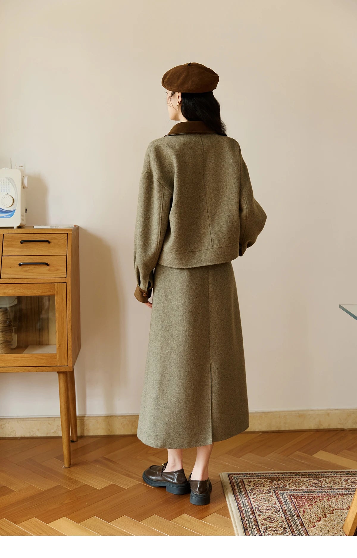 MISHOW Wool A-Line Skirt Rear Hem Slit Versatile Waist MXE46B2426