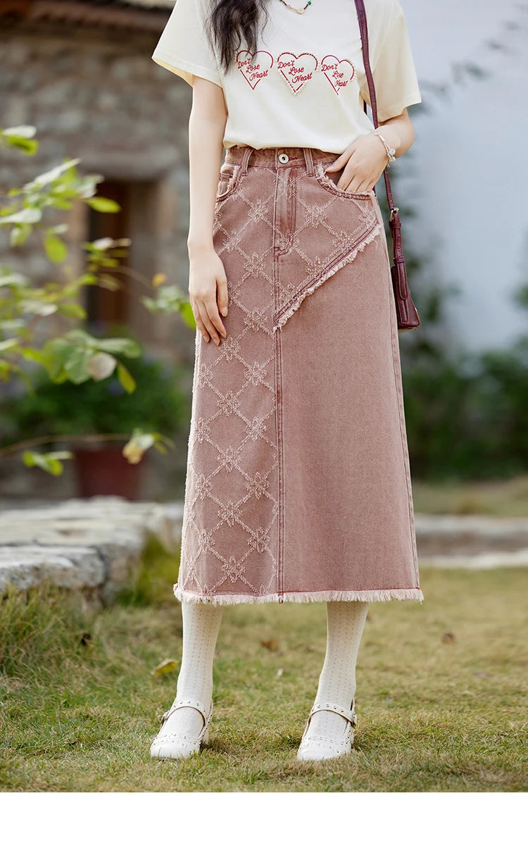 Mishow Cowboy Thick Jacquard Jacket & Mid Long Skirt Set MXE14W0754