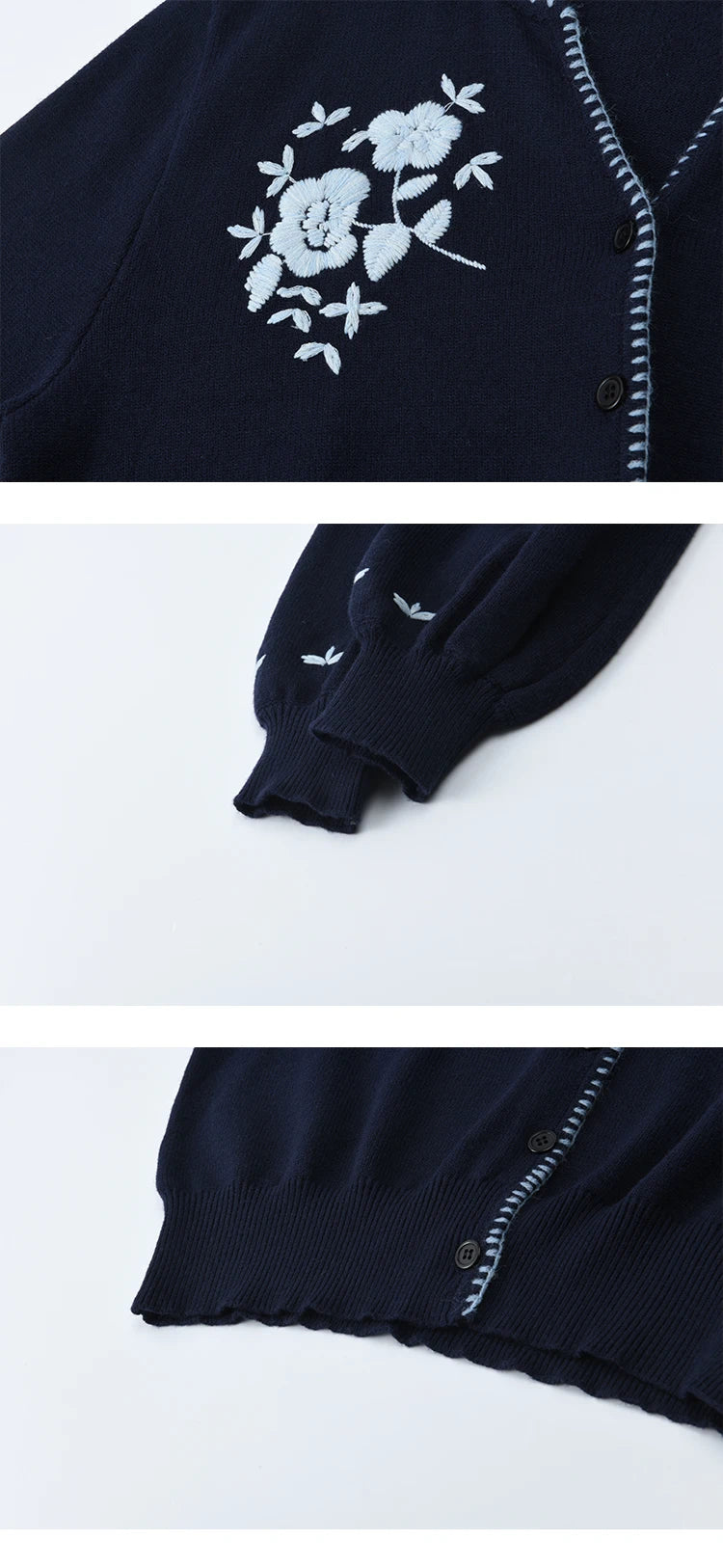 Mishow Dark Blue French Embroidered Cardigan MXE45Z1381