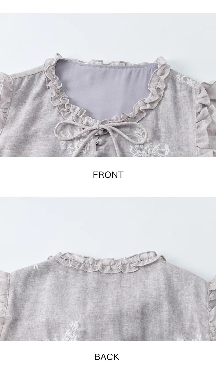 Mishow Round Neck Ruffled Sleeveless Embroidered Dress MXE33L2231
