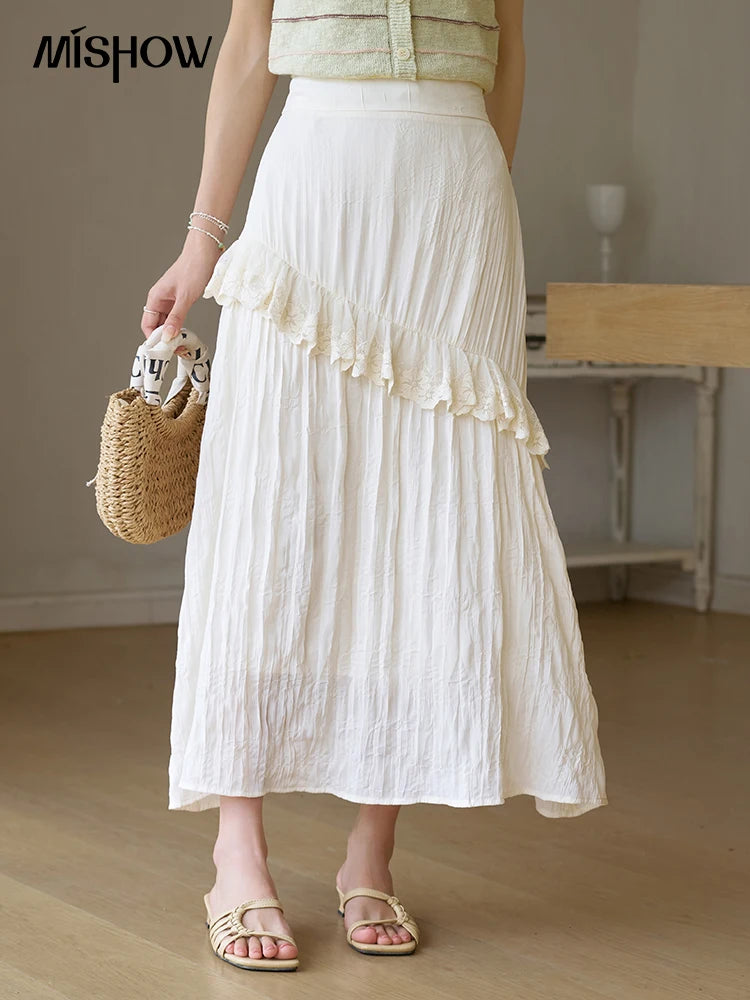 MISHOW Lace Edge Skirt Ruffle High Waist A-Line Cake MXD30B0385