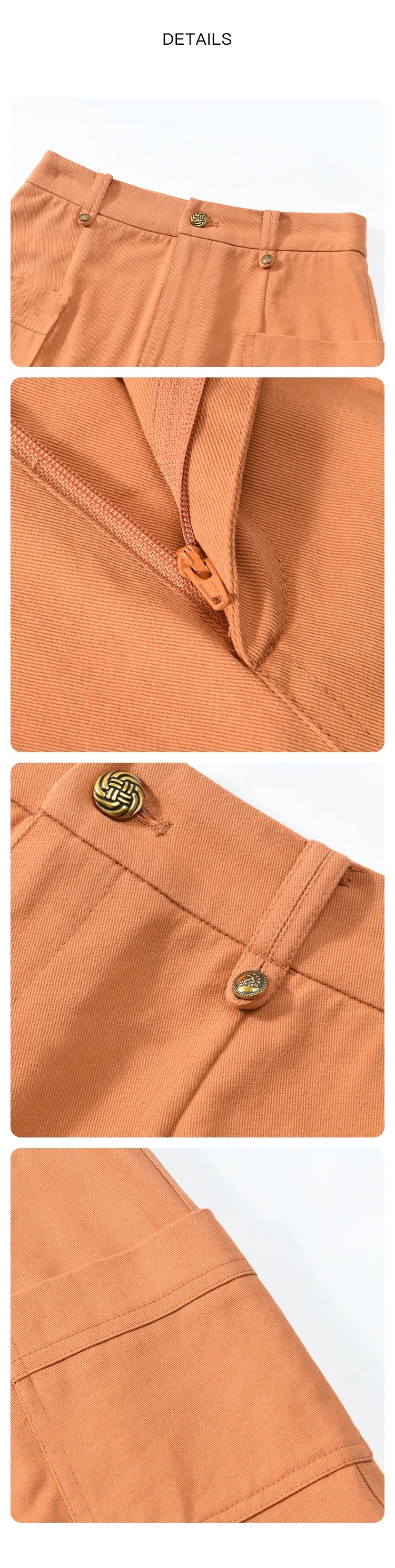 Mishow Orange High Waist Slim A-Line Pocket Skirt MXD13B0264