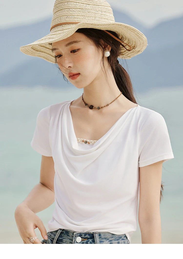 Mishow Swing Collar Shell Ribbon Tee MXE33T0524
