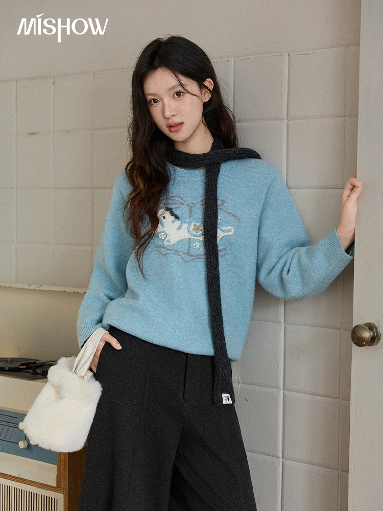 Mishow Handmade Embroidered Pony Jacquard Pullover MXE92Z2848