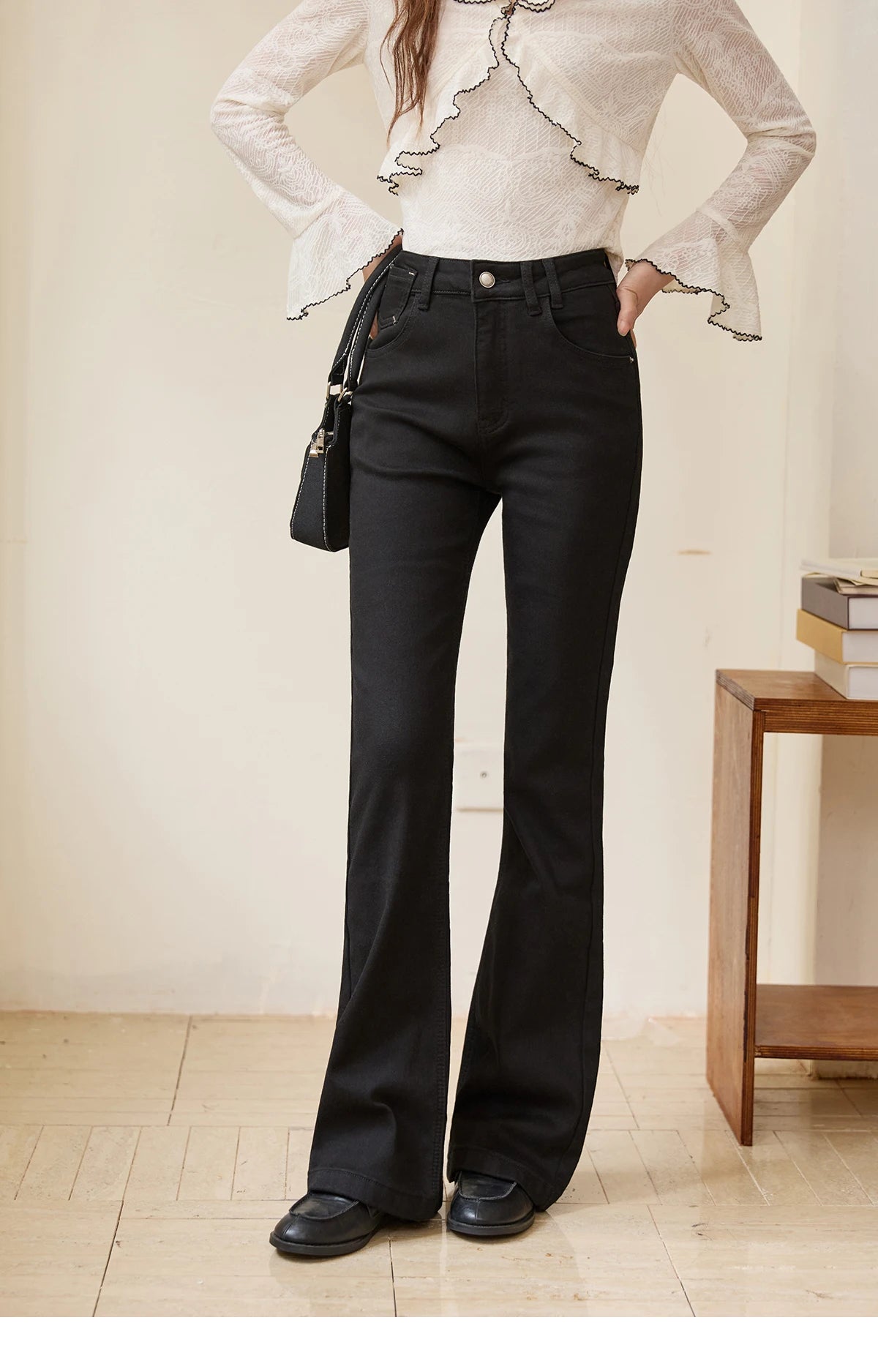 Mishow Vintage Black High Waist Flared Jeans MXE51K1098