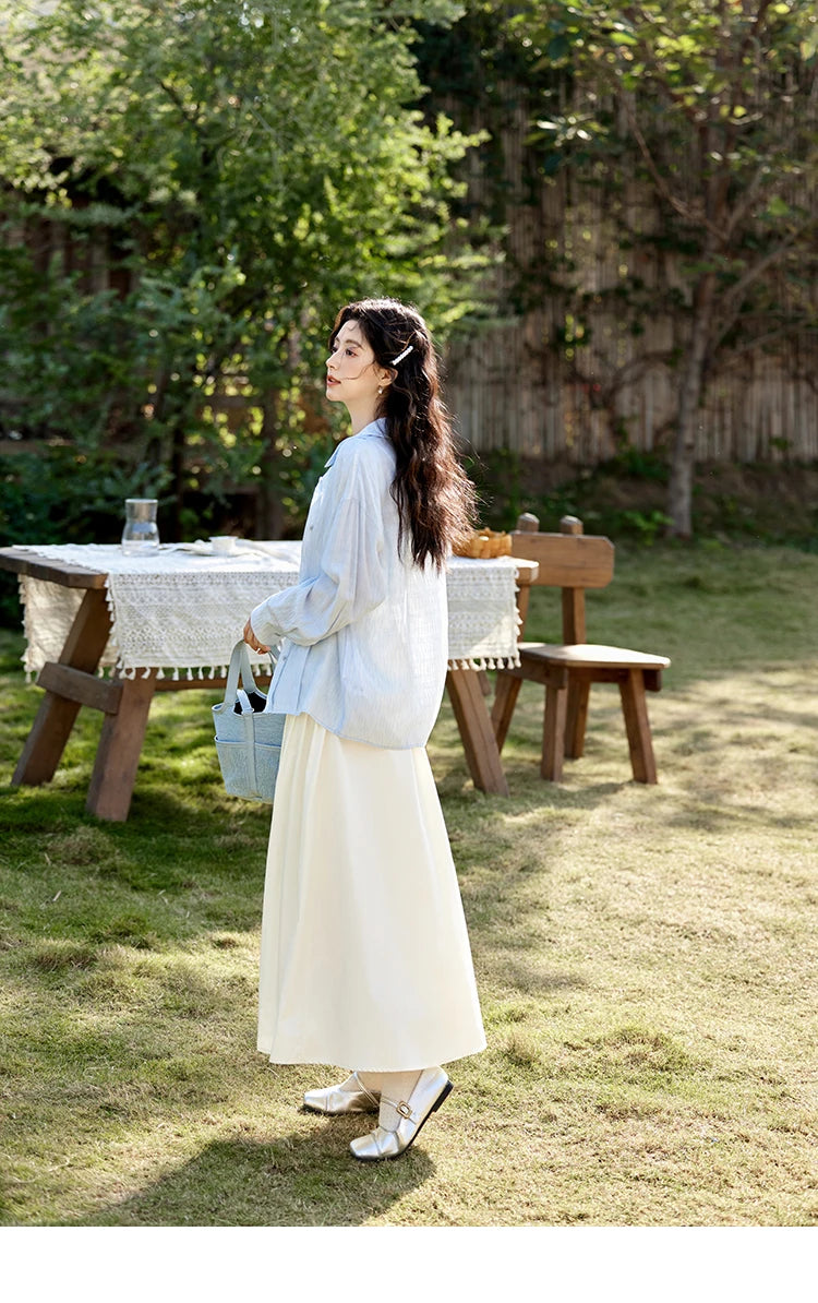 MISHOW Solid A-Line Slim Long Skirt High Waist Zipper MXE12B0663