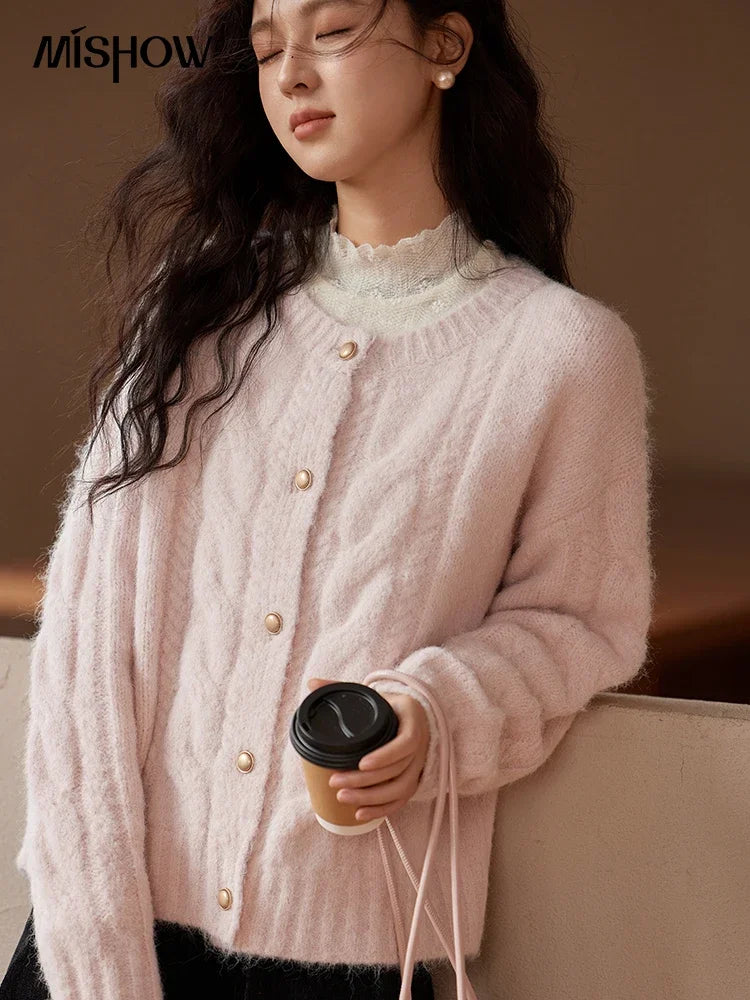Mishow French Gentle O-Neck Wool Knit Cardigan MXD55Z1030