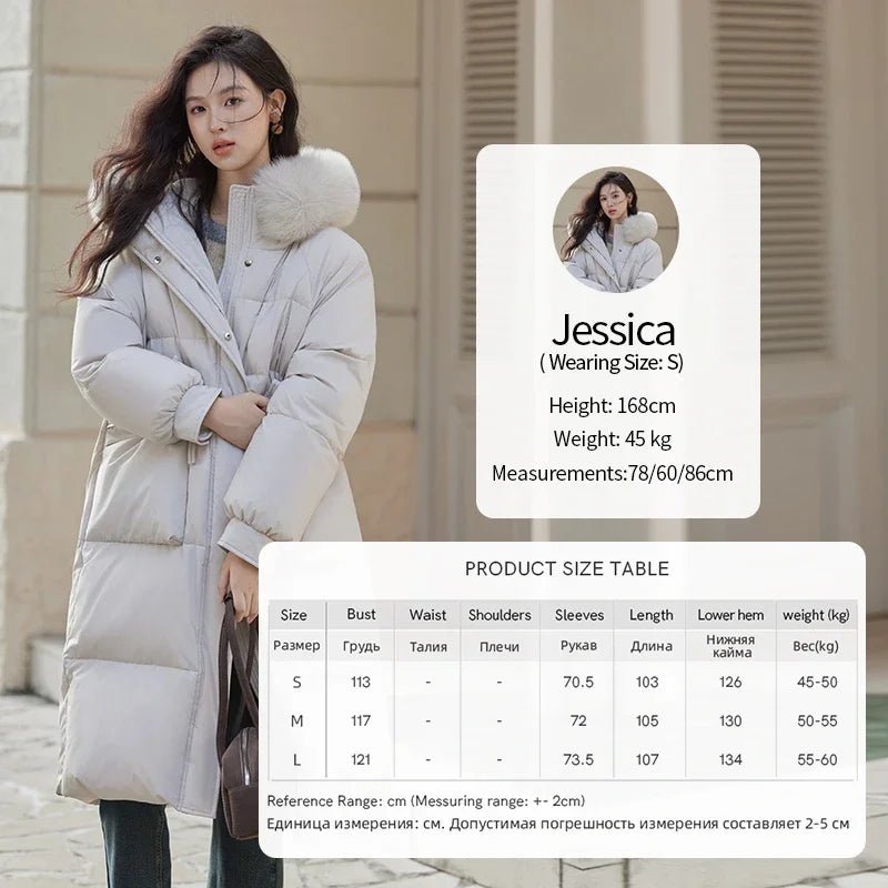 Mishow Long Hooded Fox Fur Collar Down Coat MXD56Y0054