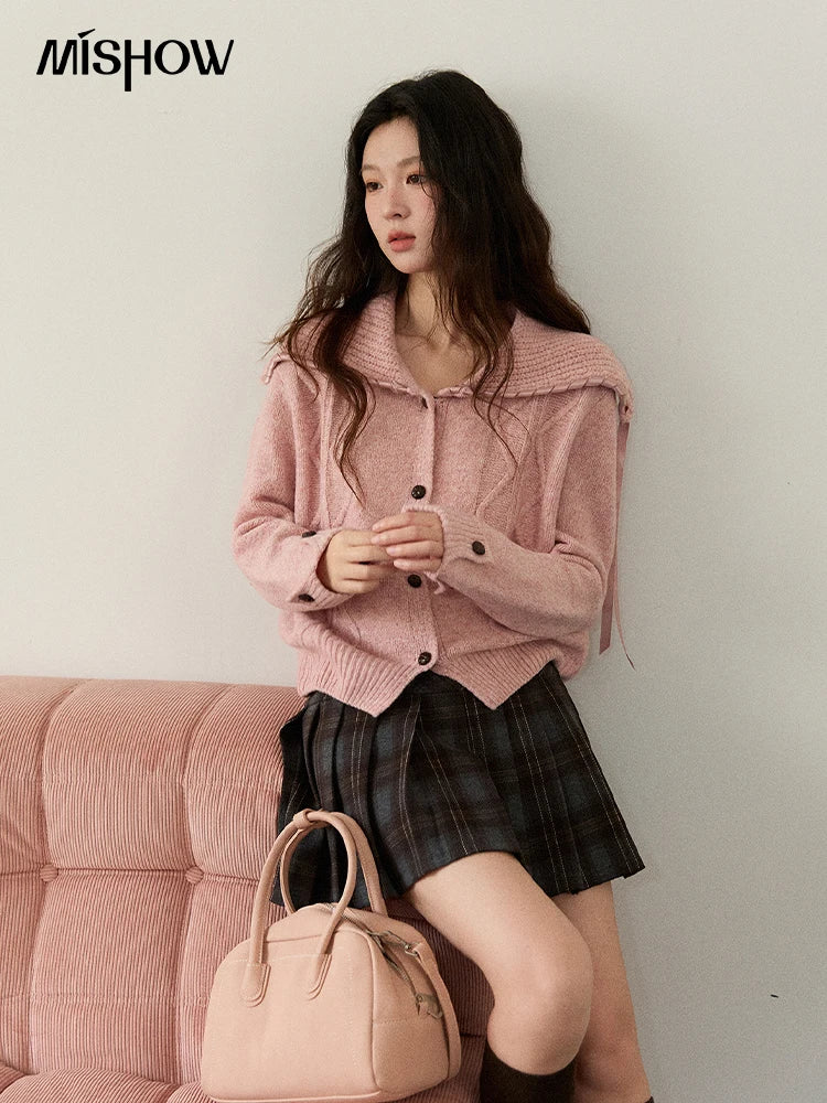 Mishow Elegant Large Turn-Down Collar Knit Cardigan MXE89Z2636