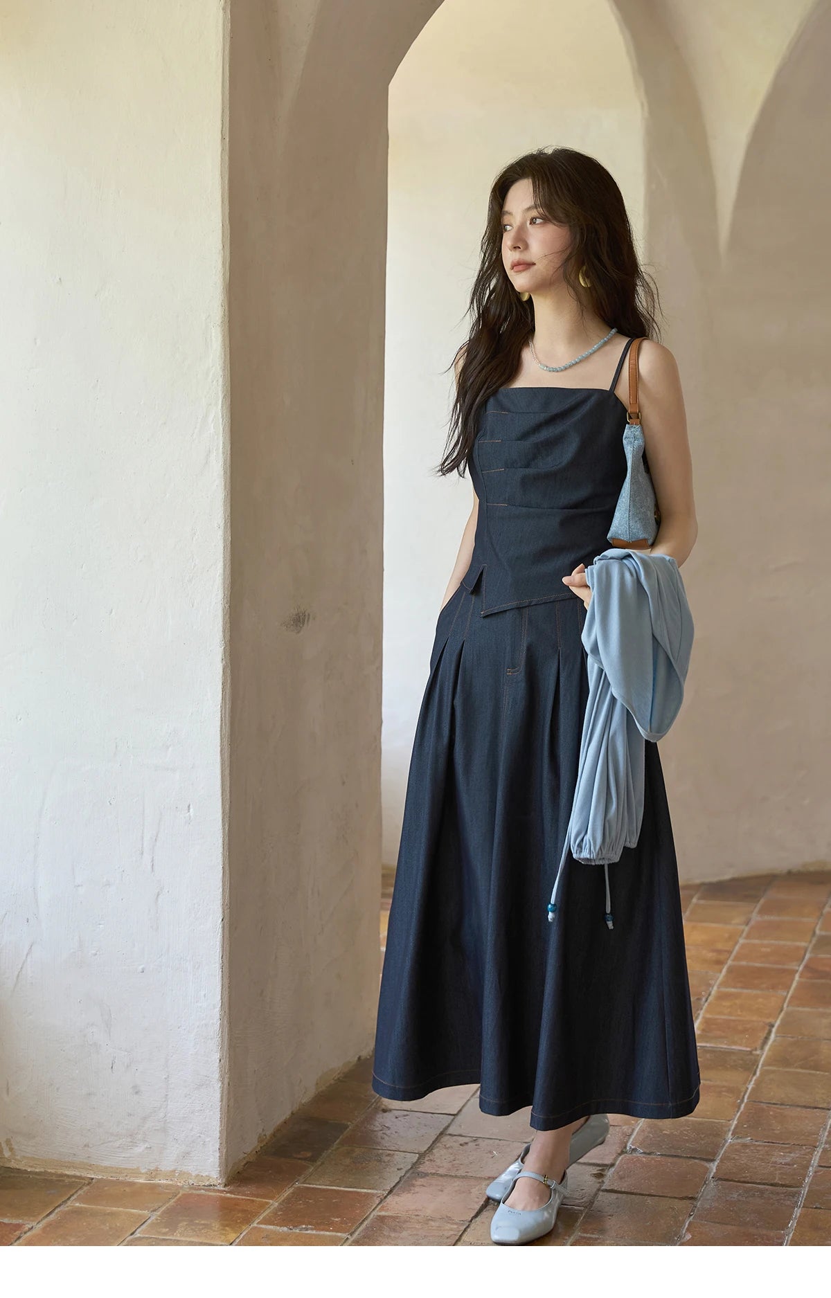 Mishow Imitation Denim Square Collar Camisole Dress (Separately) MXE41T0693