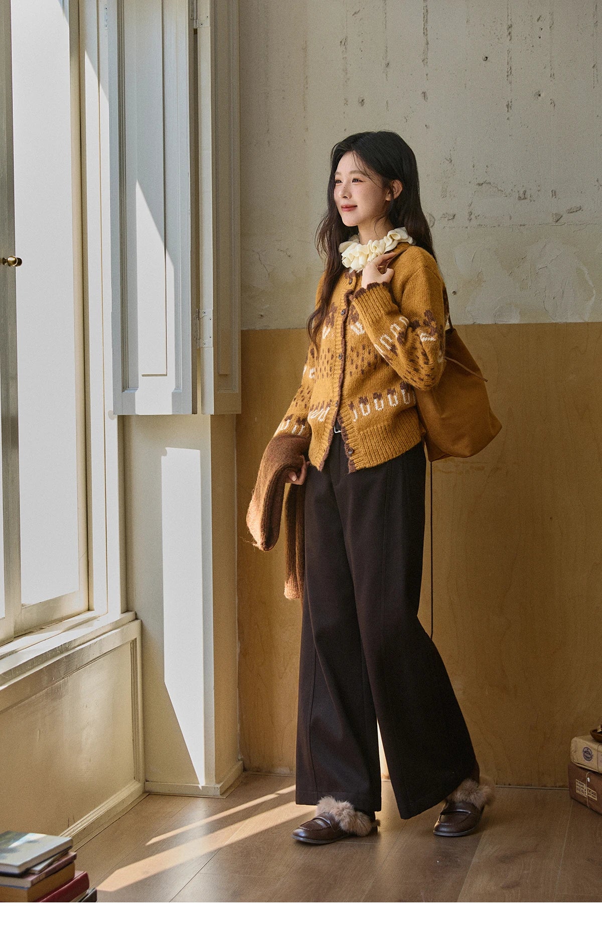 Mishow Turtleneck Fuzzy Cardigan Coat MXE87Z2699