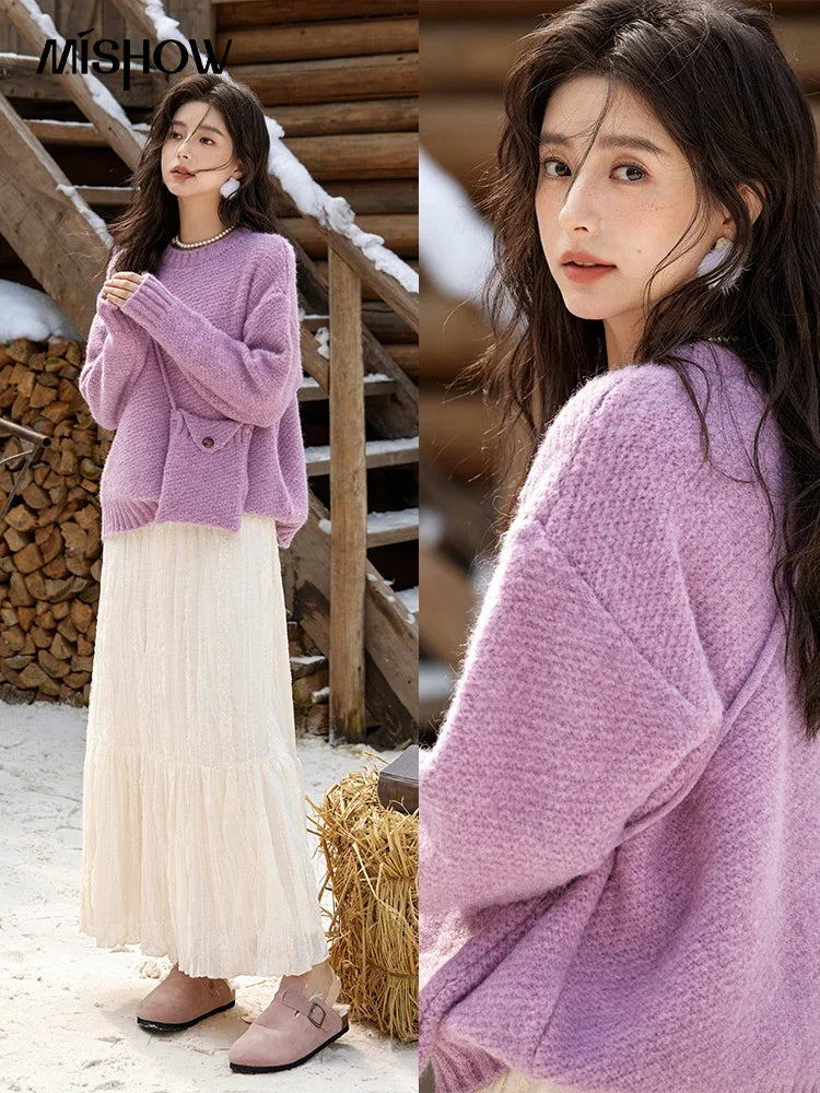 Mishow Oversized Sweater with Matching Bag MXD57Z1083