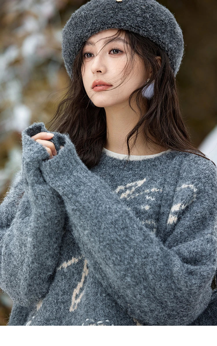 Mishow Butterfly Color Clash Wool Pullover MXD57Z1016
