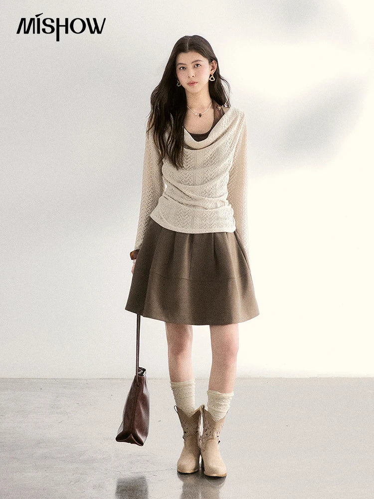 Mishow A-Line Flower Bud Pleated Skirt MXF108B0767