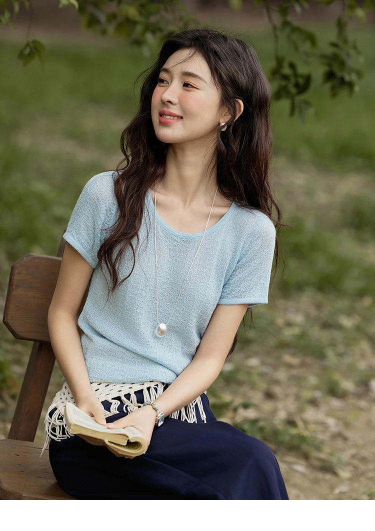 Mishow Solid Slim Knit Office Tee MXE34Z1257