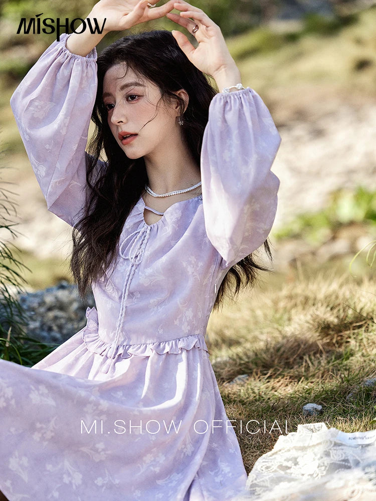 MISHOW Iris Chiffon Black Fungus Edge Fairy Dress MXE13L2095