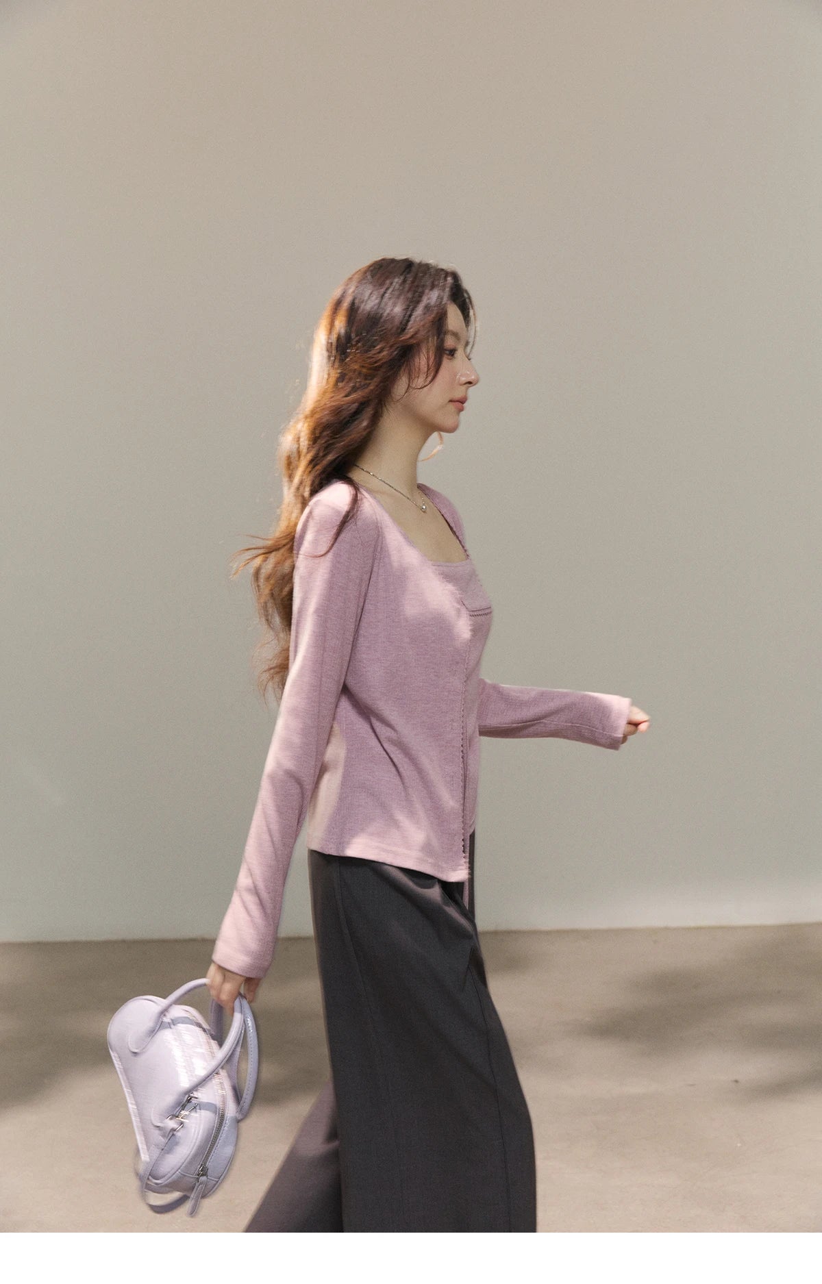 Mishow Purple Lace-Up Cardigan & Camisole Set MXF13Z2998