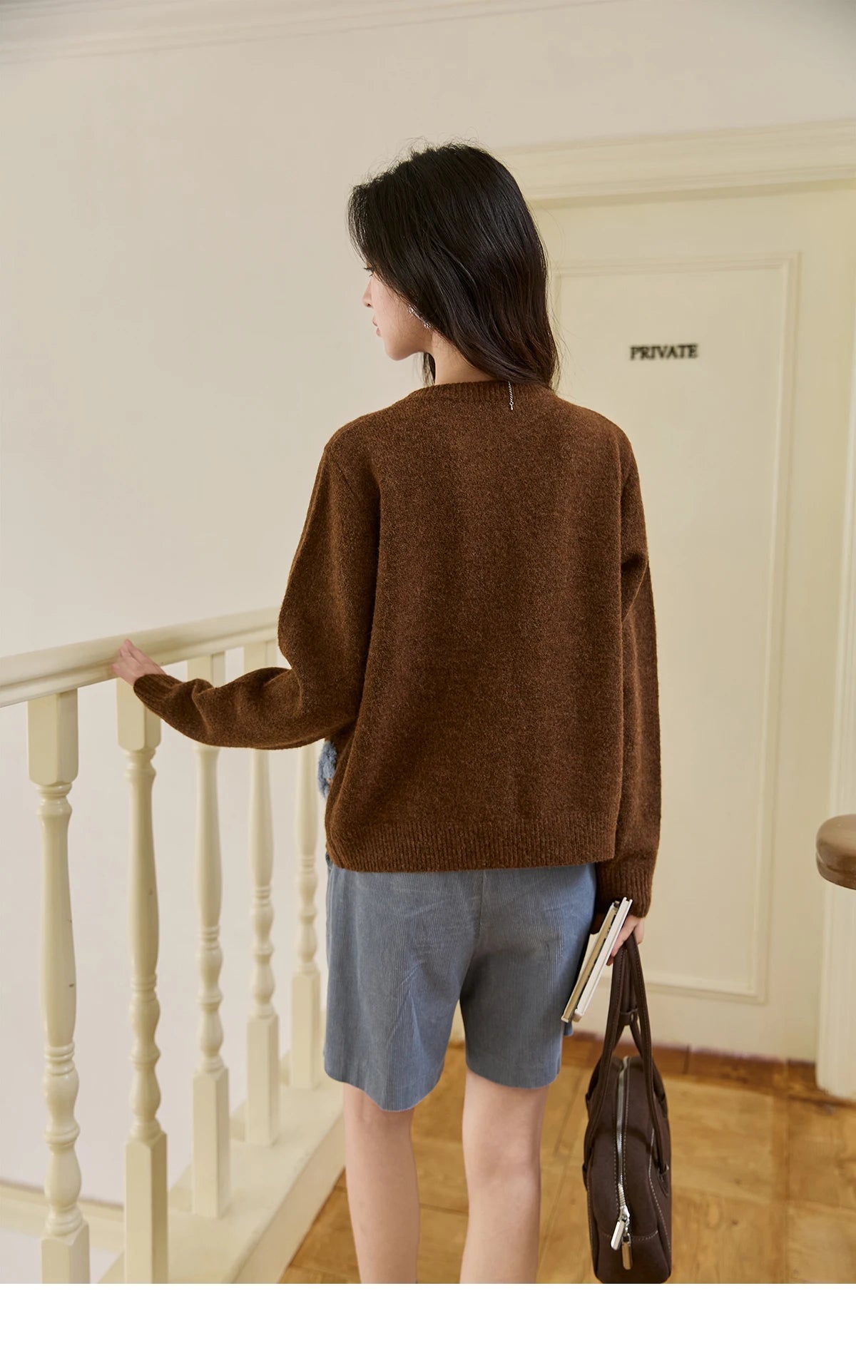 Mishow Lamb Jacquard Round Neck Cardigan MXE48Z2571