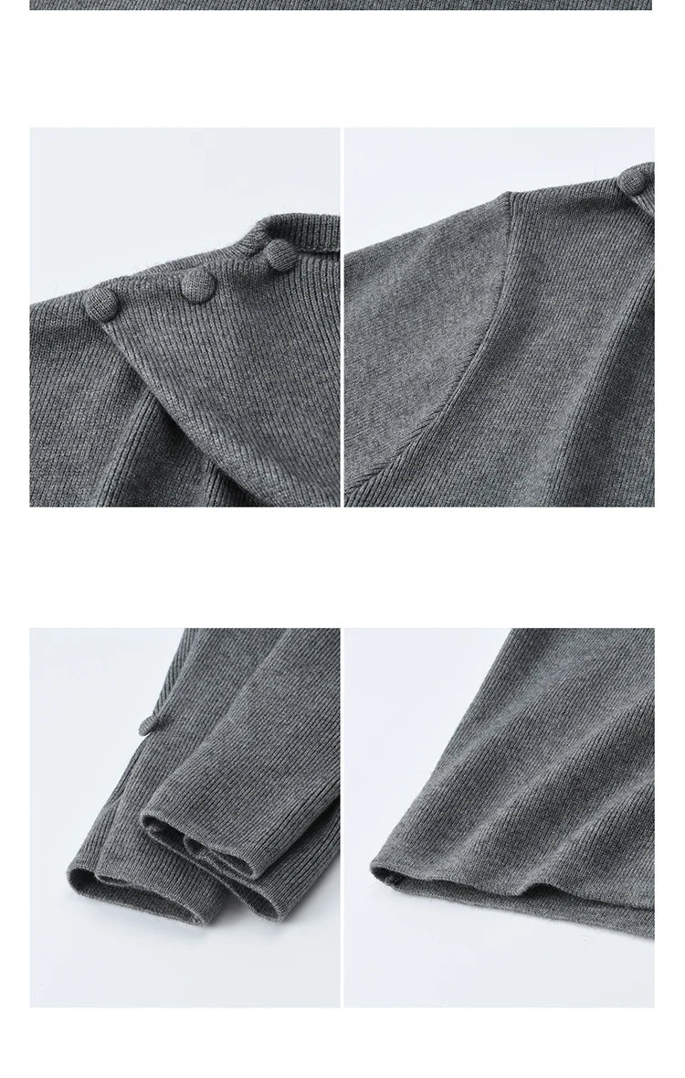 Mishow Gray French Diagonal Placket Knit Pullover MXE86Z2744