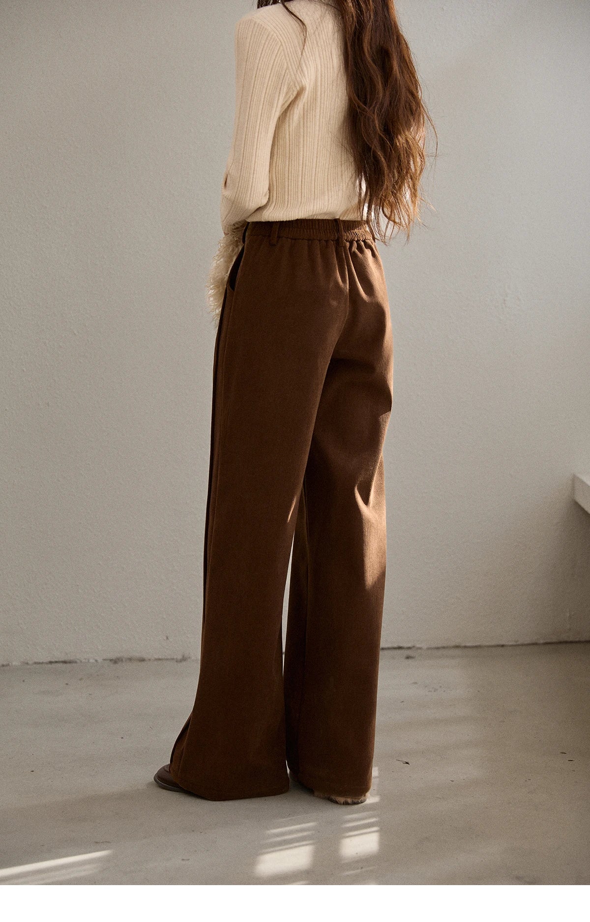 MISHOW Corduroy Straight Leg Pants Silver Fox Velvet Warm MXE91K1125