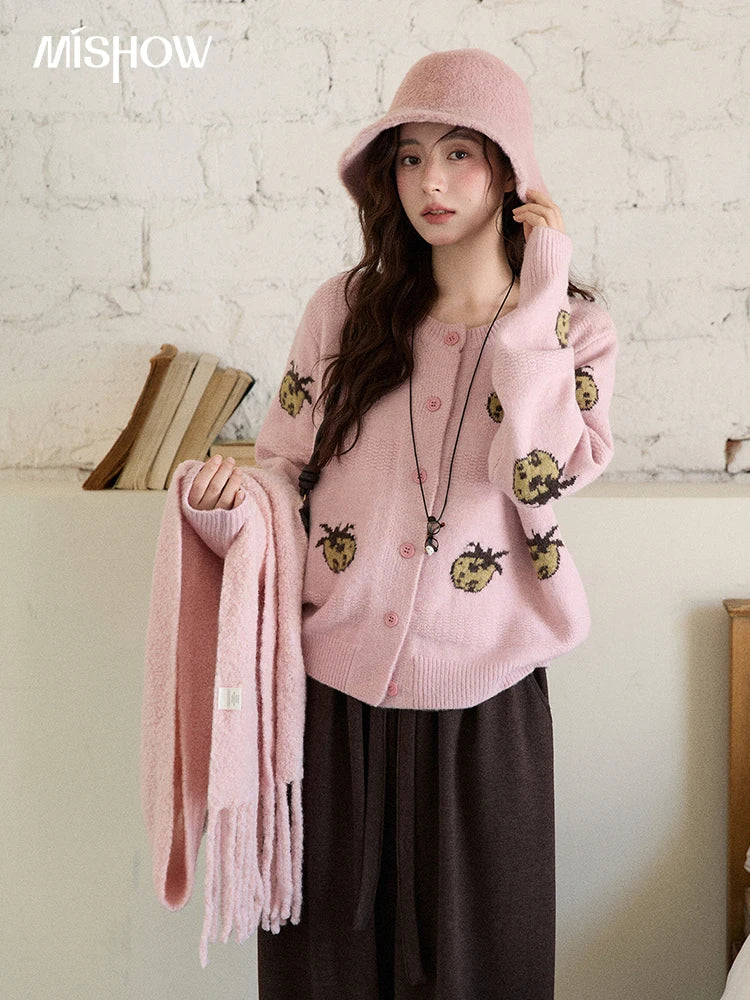 Mishow Funny Pineapple Jacquard Round Neck Cardigan MXE87Z2752