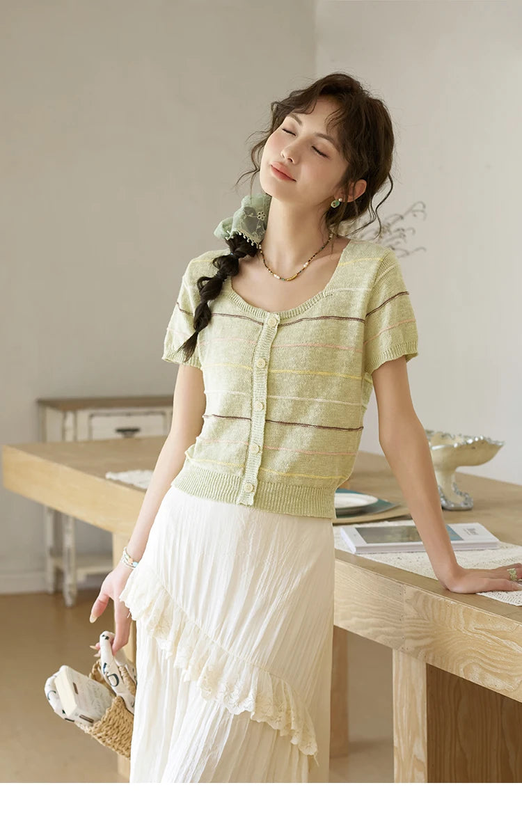 MISHOW Lace Edge Skirt Ruffle High Waist A-Line Cake MXD30B0385