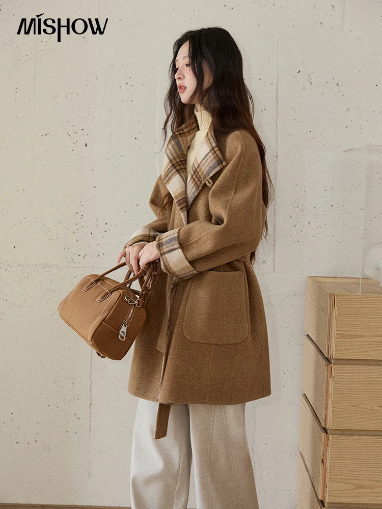 Mishow Plaid Double-Faced Wool Coat MXE89W0898