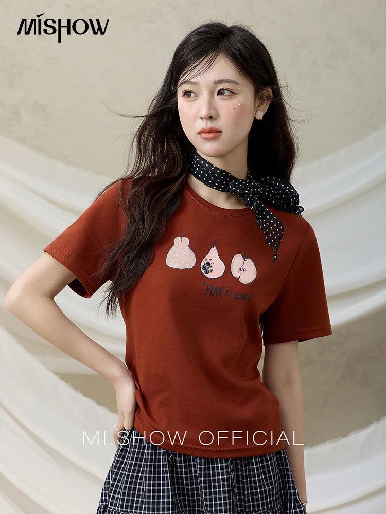 Mishow Cartoon Print Slim Office Tee MXE33T0500