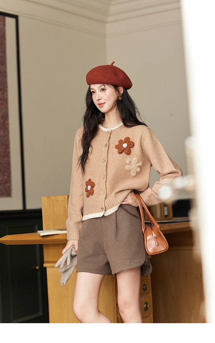 Mishow Flower Pattern Color Clash Metal Button Cardigan MXD56Z0919