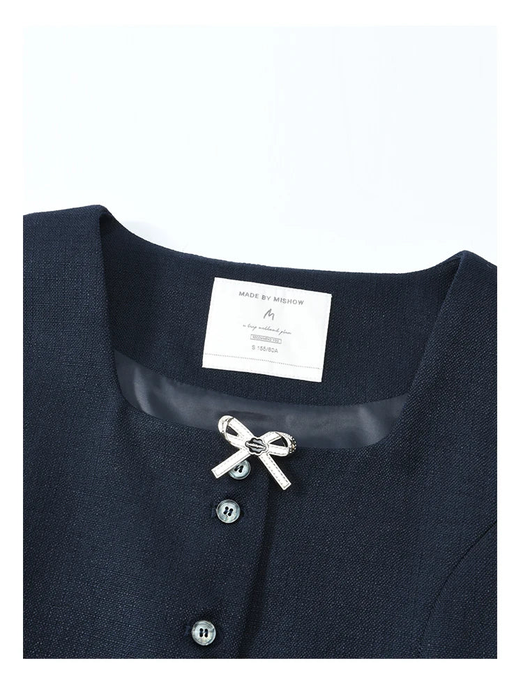 Mishow French Bow Square Neck Vest Coat MXD12W0294