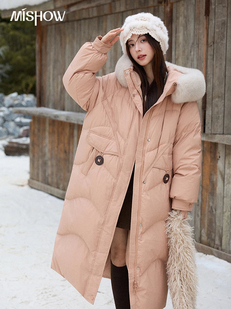 Mishow Fox Fur Collar 90% White Duck Down Jacket MXE51Y0082